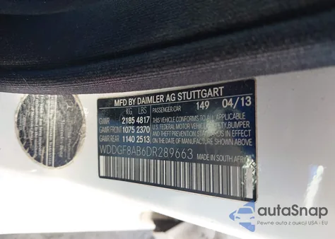 2013 Mercedes-Benz C 300 Luxury 4Matic/Sport 4Matic z USA, uszkodzony, nr VIN WDDGF8AB6DR289663